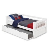 Camaflexi Twin Size Day Bed - Mission Headboard - White Finish / 2 Style Options