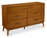 Mid-Century Six Drawer Dresser - 5 Color Options