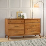 Mid-Century Six Drawer Dresser - 5 Color Options