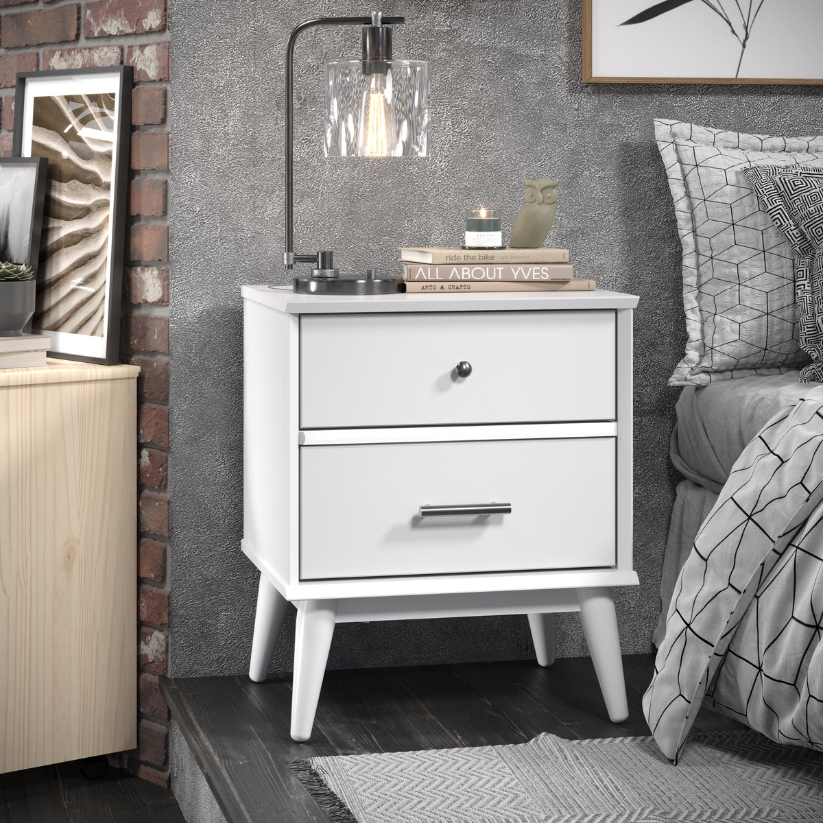 nastoys Mid-Century 2タイプ　セット Amazon.com: Urban Deco Fluted Nightstand with Storage, Mid