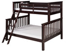 Santa Fe Mission - Litera alta individual sobre cama completa - Escalera en ángulo - Acabado capuchino