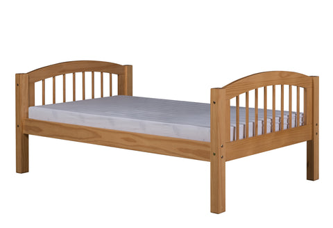 Camaflexi Twin Size Platform Bed with Twin Trundle - Arch Spindle Headboard - Natural Finish