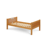 Camaflexi Twin Size Platform Bed with Twin Trundle - Mission Headboard - Natural Finish