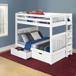 Camaflexi Full over Full Bunk Bed - Mission Headboard - Bed End Ladder - White Finish