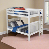 Camaflexi Full over Full Bunk Bed - Mission Headboard - Bed End Ladder - White Finish