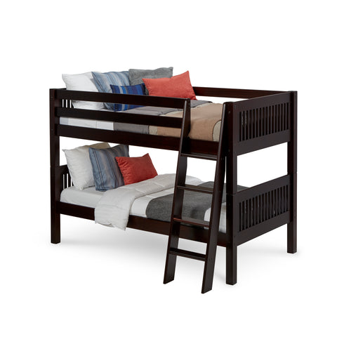 Camaflexi Twin over Twin Bunk Bed - Angle Ladder - 2 Headboard Styles / 2 Color Options