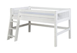 Camaflexi Twin Size Low Loft Bed - Mission Headboard - White Finish