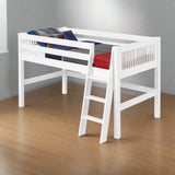 Camaflexi Twin Size Low Loft Bed - Mission Headboard - White Finish