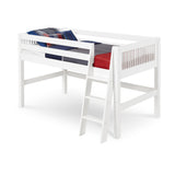 Camaflexi Twin Size Low Loft Bed - Mission Headboard - White Finish