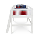 Camaflexi Twin Size Low Loft Bed - Mission Headboard - White Finish