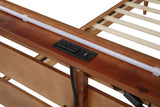 Rustic Style Wood Bed with LED Lighting and Power Outlet / Three Sizes / Two Color Finishes