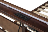 Rustic Style Wood Bed with LED Lighting and Power Outlet / Three Sizes / Two Color Finishes