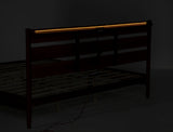 Rustic Style Wood Bed with LED Lighting and Power Outlet / Three Sizes / Two Color Finishes