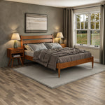Mid-Century Modern Platform Bed - Queen Size - 4 Color Options