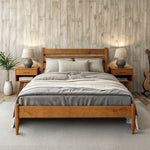 Mid-Century Modern Platform Bed - Queen Size - 4 Color Options