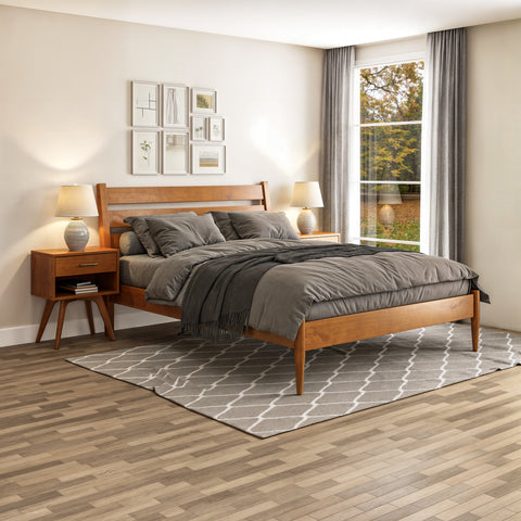 Cama con plataforma moderna de mediados de siglo - Tamaño Queen - 3 opciones de color