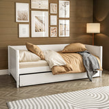 Mid-Century Modern Twin Size Day Bed with Twin Trundle - 3 Color Options