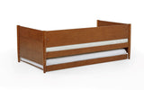 Mid-Century Modern Solid and Manufactured Wood Twin Size Day Bed with Twin Trundle - 2 Color Options