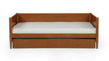 Mid-Century Modern Solid and Manufactured Wood Twin Size Day Bed with Twin Trundle - 2 Color Options