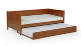 Mid-Century Modern Solid and Manufactured Wood Twin Size Day Bed with Twin Trundle - 2 Color Options