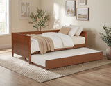 Mid-Century Modern Solid and Manufactured Wood Twin Size Day Bed with Twin Trundle - 2 Color Options