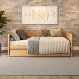 Mid-Century Modern Solid and Manufactured Wood Twin Size Day Bed with Twin Trundle - 2 Color Options