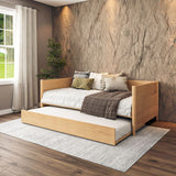 Mid-Century Modern Solid and Manufactured Wood Twin Size Day Bed with Twin Trundle - 2 Color Options