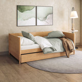 Mid-Century Modern Solid and Manufactured Wood Twin Size Day Bed with Twin Trundle - 2 Color Options
