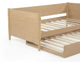 Mid-Century Modern Solid and Manufactured Wood Twin Size Day Bed with Twin Trundle - 2 Color Options