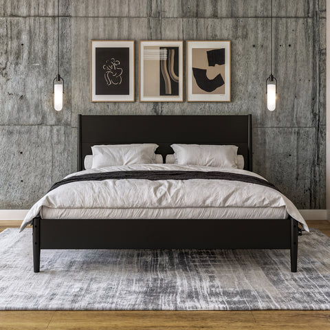 Mid Century Platform Bed / 2 Sizes / 3 Color Finishes