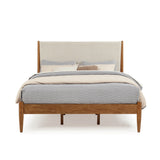Mid-Century Upholstered Bed - Queen Size / Three Color Options