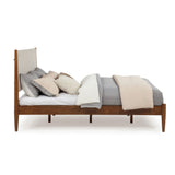 Mid-Century Upholstered Bed - Queen Size / Three Color Options