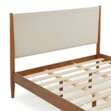 Mid-Century Upholstered Bed - Queen Size / Three Color Options