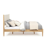 Mid-Century Upholstered Bed - Queen Size / Three Color Options