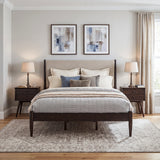 Mid-Century Upholstered Bed - Queen Size / Three Color Options