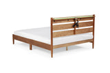 Rustic Style Wood Bed with LED Lighting and Power Outlet / Three Sizes / Two Color Finishes