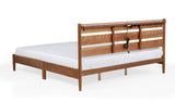 Rustic Style Wood Bed with LED Lighting and Power Outlet / Three Sizes / Two Color Finishes