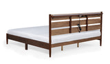 Rustic Style Wood Bed with LED Lighting and Power Outlet / Three Sizes / Two Color Finishes