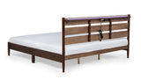 Rustic Style Wood Bed with LED Lighting and Power Outlet / Three Sizes / Two Color Finishes