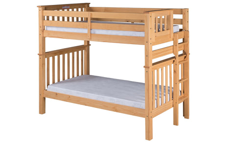 Santa Fe Mission Tall Bunk Bed Twin over Twin - Bed End Ladder - 3 Color Options