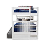 Camaflexi Full over Full Bunk Bed - Mission Headboard - Bed End Ladder - White Finish